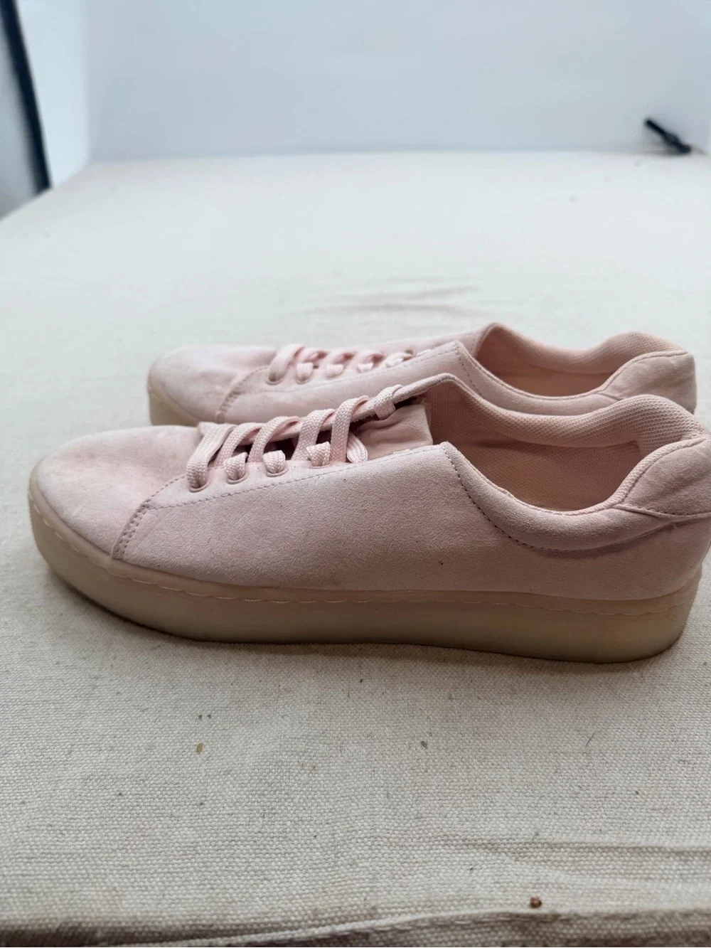 H&M Women's Light Pink Canvas Lace-Up Sneakers